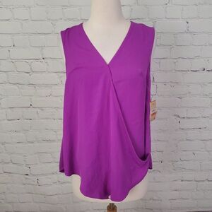 RACHEL Rachel Roy Orchid Faux Wrap Sleeveless Blouse S NEW